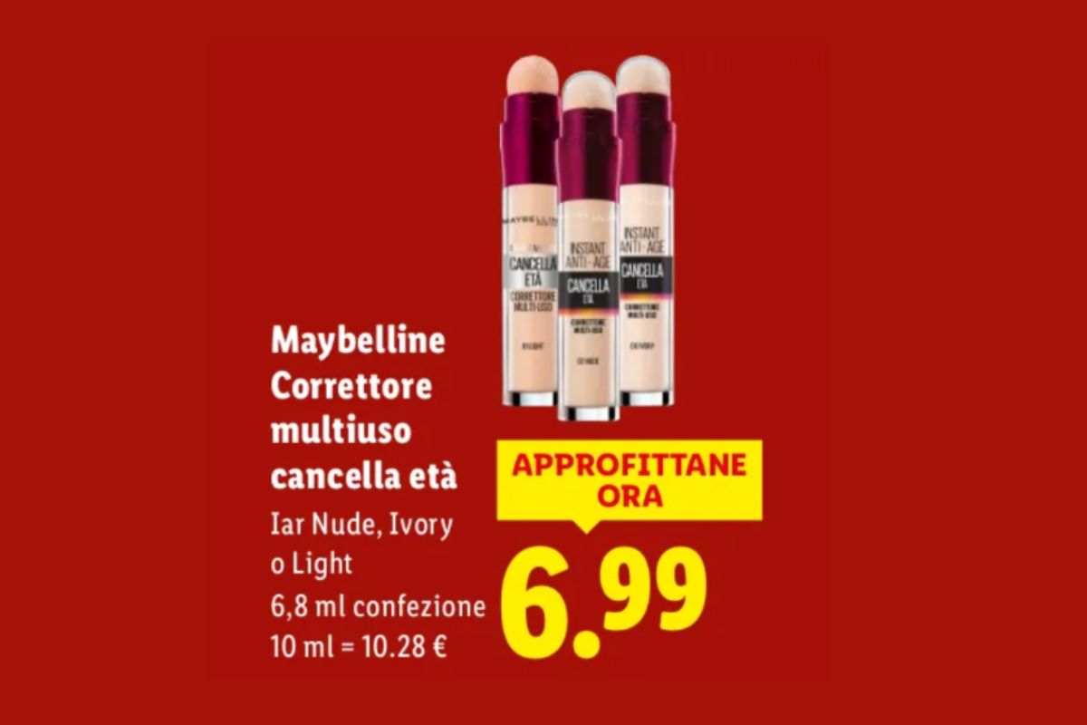 correttore cancella età della meybelline lidl lo mette a 6,99 euro